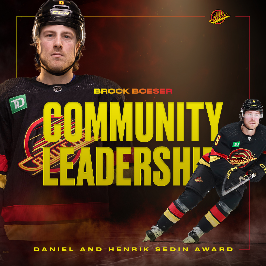 Exemplifying outstanding community leadership throughout the season, Brock Boeser earns our 2022-23 Daniel and Henrik Sedin Award!