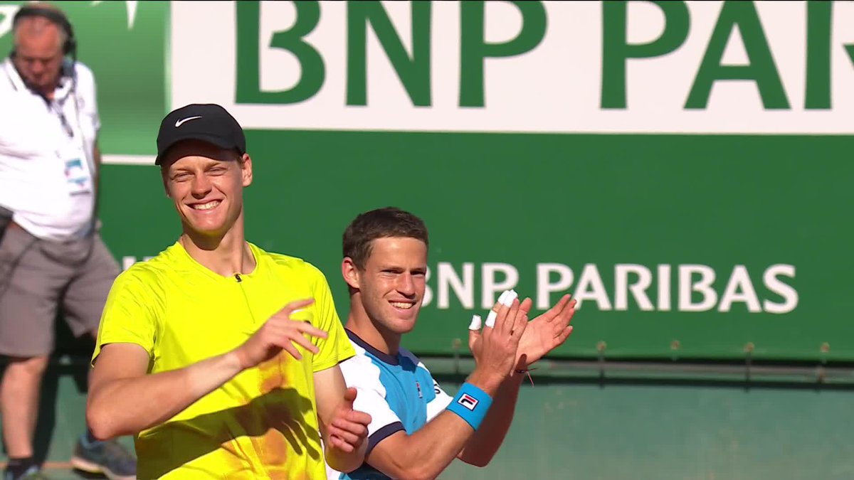 WHAT. A. MATCH. Jannik Sinner & diego schwartzman move on in Monte Carlo, 11-9 in the third 😎 #RolexMonteCarloMasters