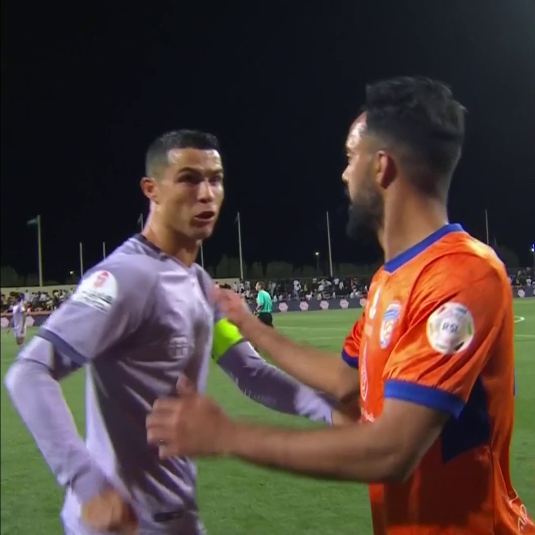Cristiano Ronaldo appeared to get into a verbal altercation as he left the pitch following his Al-Nassr's side's 0-0 draw with Al Feiha ⬇️