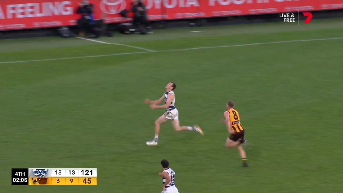 Jeremy Cameron was too busy celebrating and ran straight into the umpire 😂 #AFLCatsHawks