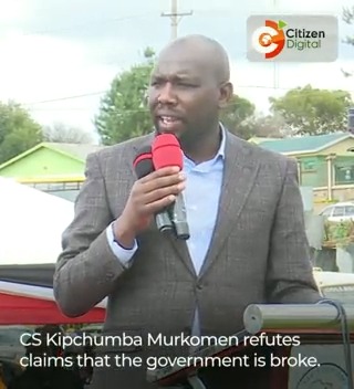 “Si eti serikali haina pesa. Pesa yote inabebwa na deni,” Transport CS Kipchumba Murkomen says amidst reports that the government is broke