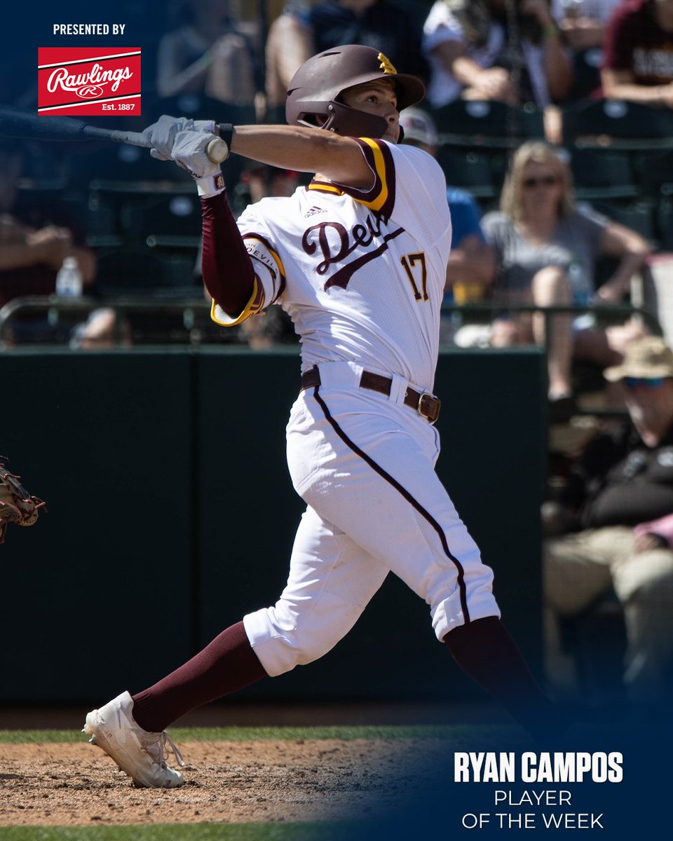 #Pac12BSB Player of the Week: Ryan Campos, Sun Devil Baseball 🔱 Full release ➡️ #ForksUp | Rawlings Baseball