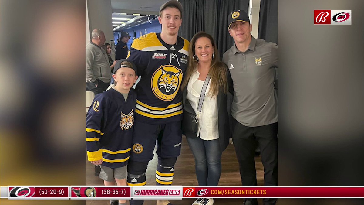 "Life is about creating memories, and I got a pretty good one there the other night." Rod Brind'Amour telling TrippTracy how special it was to watch his son, Skyler, win a national title with Quinnipiac over the weekend. Carolina Hurricanes | #LetsGoCanes