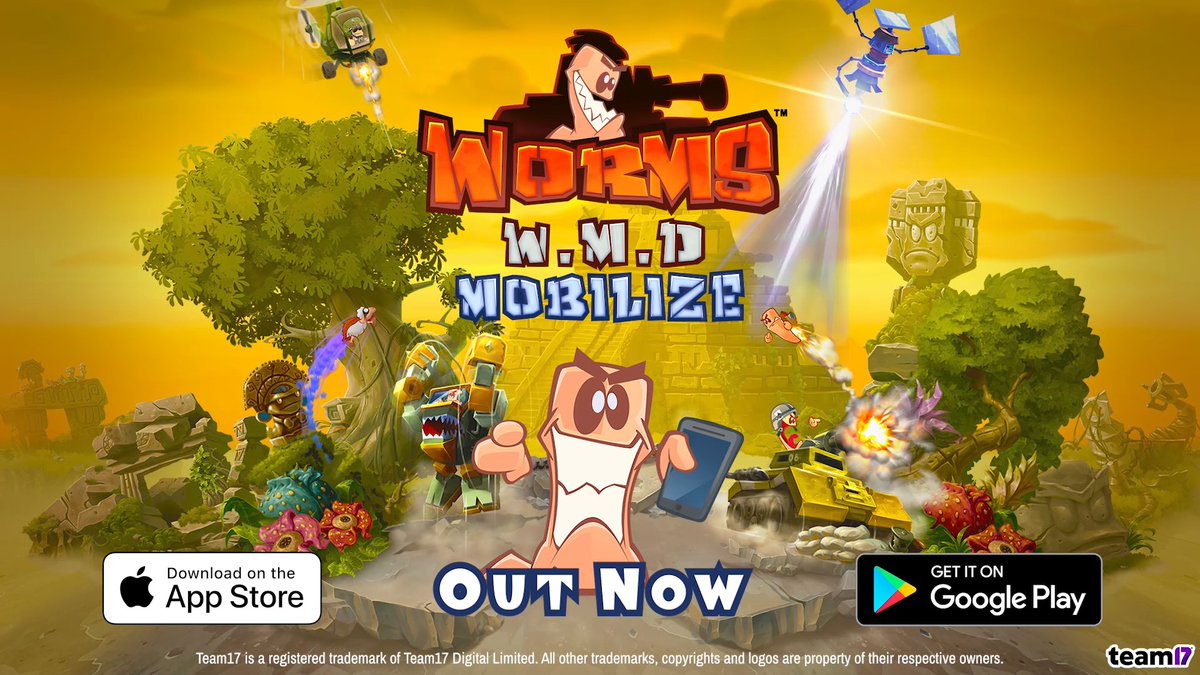 Incoming! Worms W.M.D Mobilize is OUT NOW 📱 🎯 20 Campaign Missions 🧑🤝🧑 1v1 Online Multiplayer 🎩 100+ Customisation Options Discover more as Worms W.M.D Goes Mobile on Apple & Android Devices! 👉