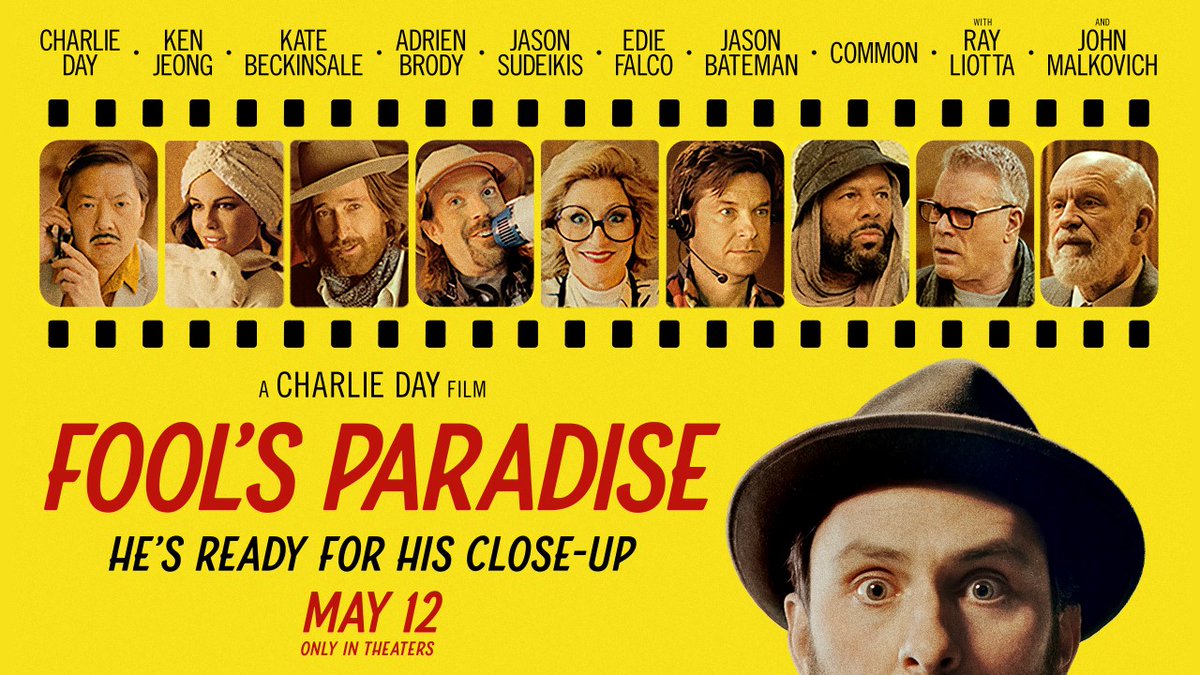 Charlie Day, Ken Jeong, Kate Beckinsale, Adrien Brody, Jason Sudeikis, Jason Bateman, Common and Ray Liotta star in the first trailer for Charlie Day’s directorial debut ‘FOOL’S PARADISE’. The film releases on May 12 in theaters.