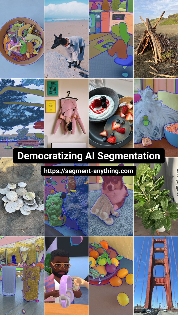 The Segment Anything Model (SAM) by Meta AI is a step toward the first foundation model for image segmentation. SAM is capable of one-click segmentation of any object from photos or videos + zero-shot transfer to other segmentation tasks. Try the demo ➡️
