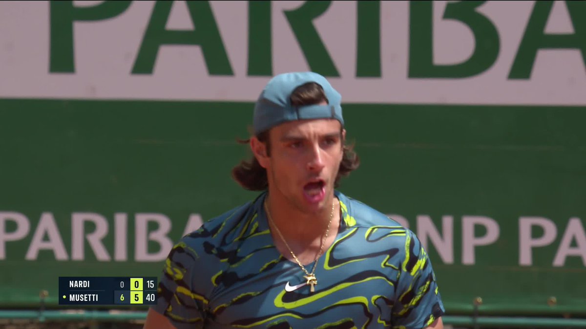 Musetti screaming at the top of his lungs after double-bageling his 19-year-old compatriot who's a qualifier here 😭