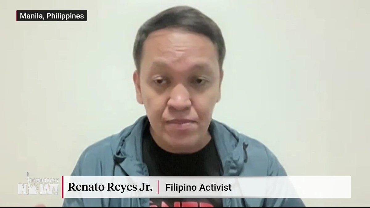 “We don’t want to be used as a staging ground for U.S. military intervention and hegemony in the region.” Renato Reyes, Jr. of leftist coalition Bayan joins protesters calling for an end to U.S. military presence in the country that is growing due to its strategic location near China.