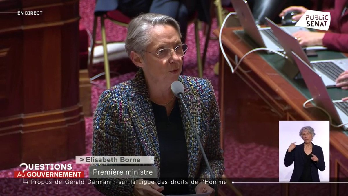 Après les propos polémiques de Gérald DARMANIN sur la LDH France, Élisabeth BORNE défend son ministre de l’Intérieur : "J’ai beaucoup de respect pour ce que cette association a incarné mais je ne comprends plus certaines de ses prises de position" #QAG