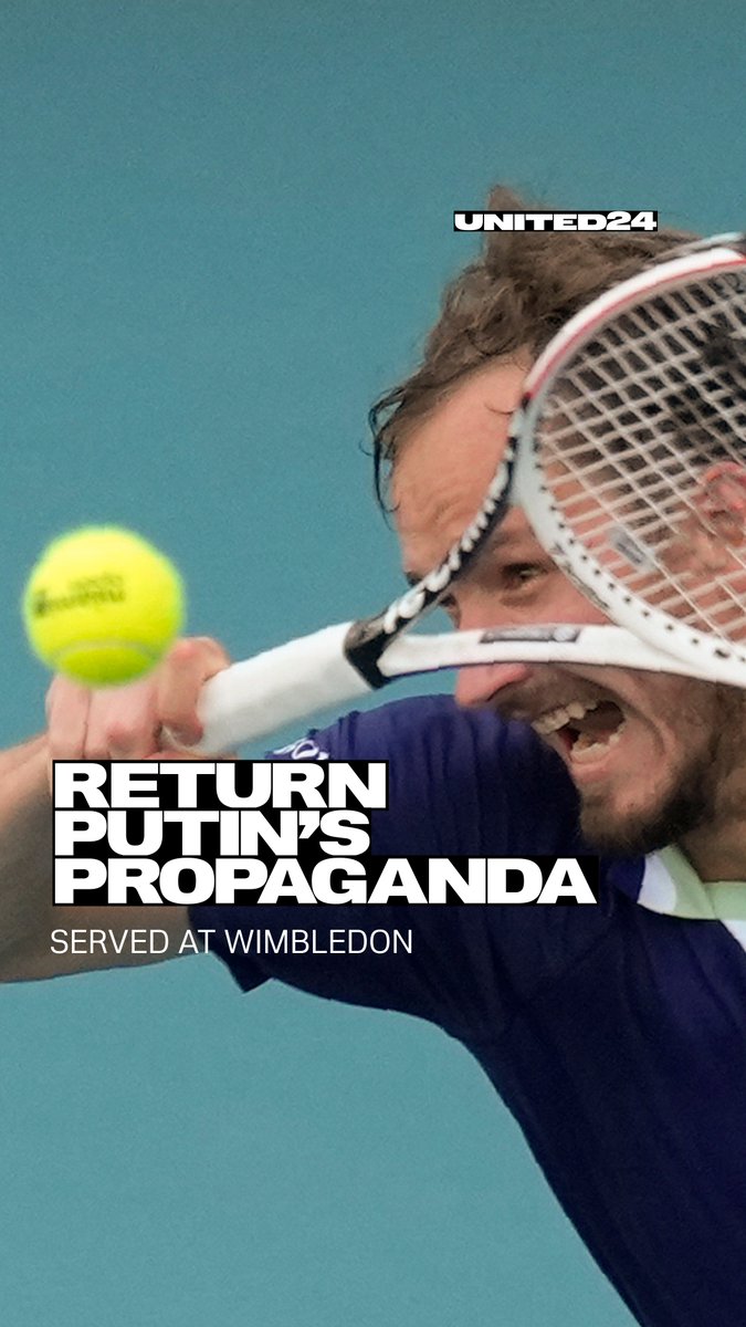 Representatives of nations that commit atrocities against their peaceful neighbors have nothing to gain at Wimbledon. Russia commits genocide. Its propaganda wants all Ukrainians killed, "re-educated," or expelled. Keep Russian propaganda out of the tennis court! @united24media
