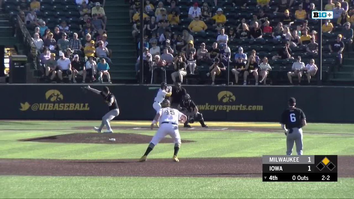 All of that one! @shojnar with a 409 foot blast his sixth of the year! B4 | Iowa 3, Milwaukee 1 #Hawkeyes