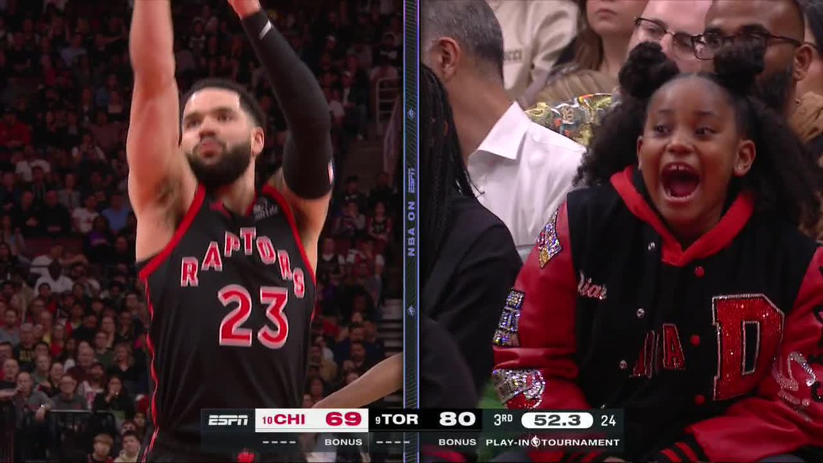 DeMar's daughter is screaming whenever the Raptors take free throws 😂