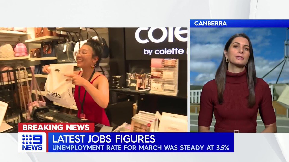 #BREAKING: Australia's unemployment rate has remained flat at 3.5 per cent. Ashley Wick explains. #9News MORE: