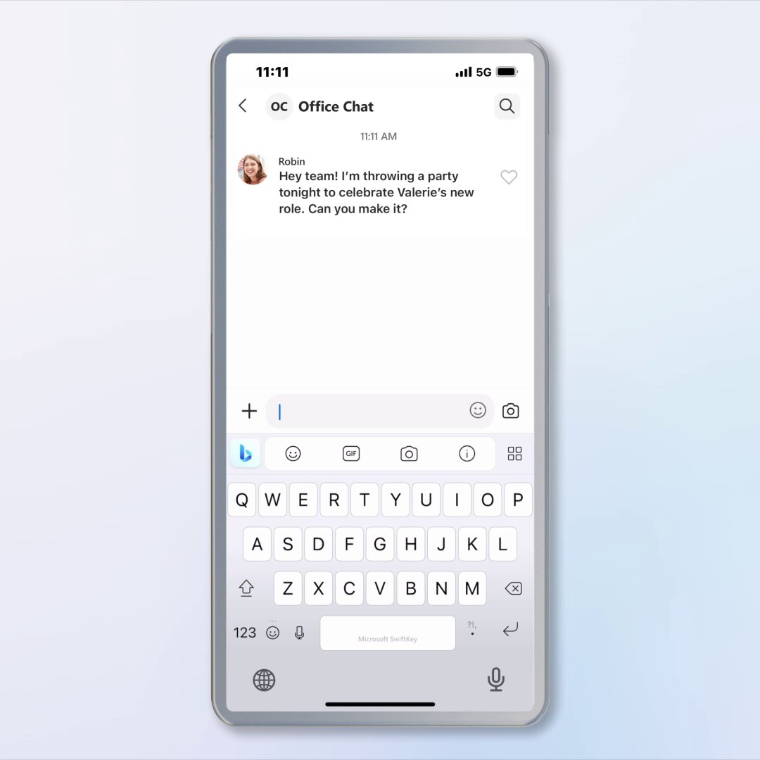 Exciting news! Bing is now integrated into SwiftKey on Android and iOS. Search, chat and rewrite messages using Bing from any app. As someone who communicates daily in my non-native language, the tone feature is a great tool for adapting my words to the style of the conversation.