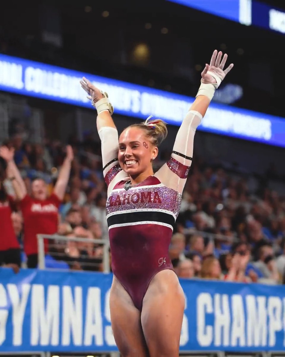 The definition of 𝙥𝙚𝙧𝙨𝙚𝙫𝙚𝙧𝙖𝙣𝙘𝙚 ❤️ Through the challenges, Olivia Trautman is your 2023 NCAA vault champion! 🏆 #BoomerSooner