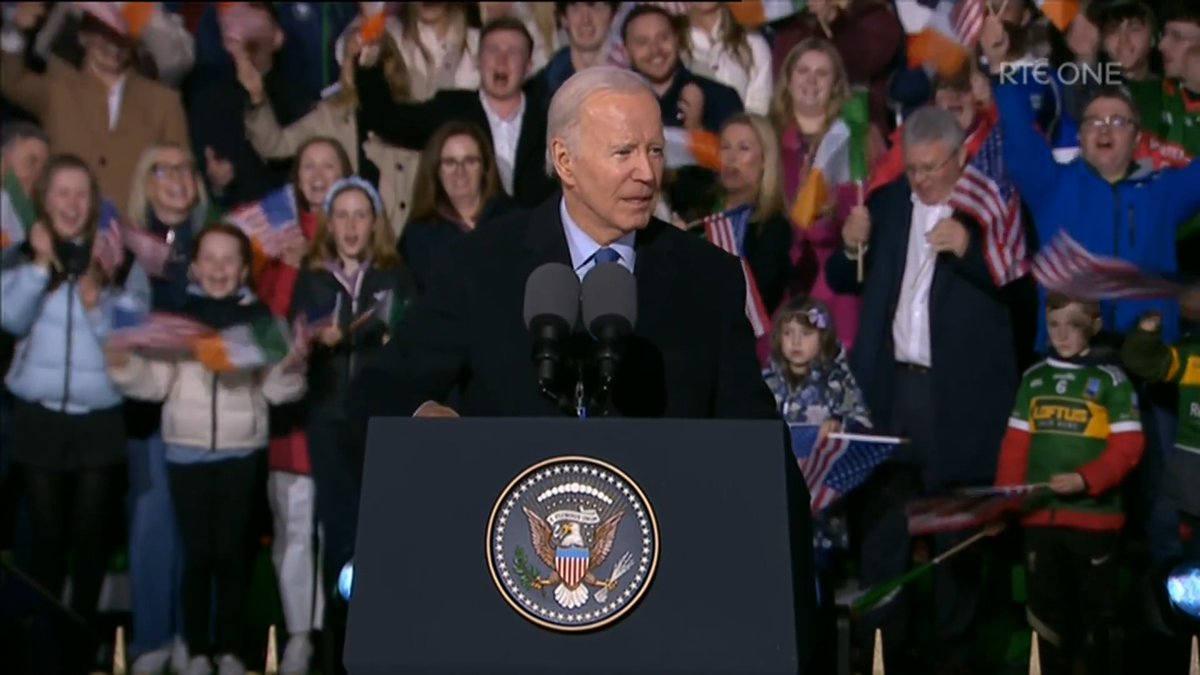 "May God protect all those who serve the cause of peace. Oh and one more thing... Mayo for Sam!" Joe Biden tells crowds in Ballina |