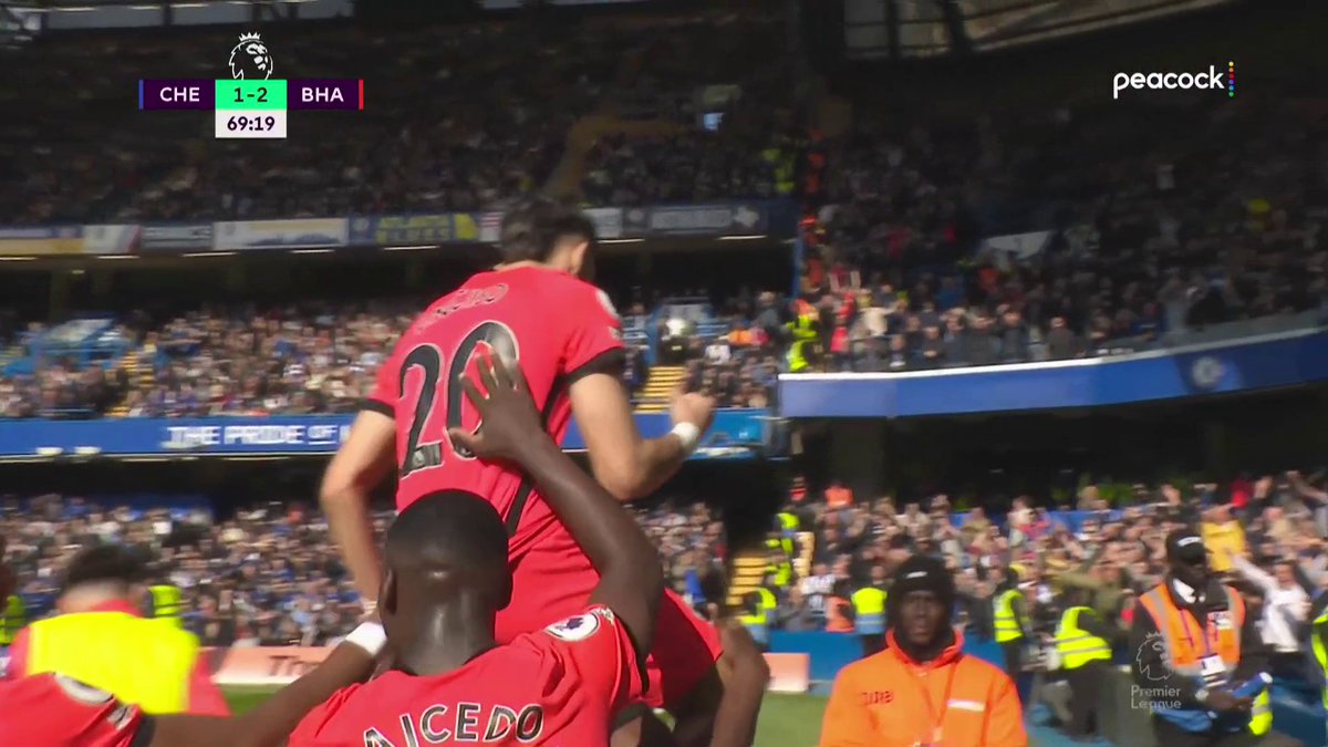 Julio Enciso at Stamford Bridge. Incredible 🚀 (via NBC Sports Soccer)