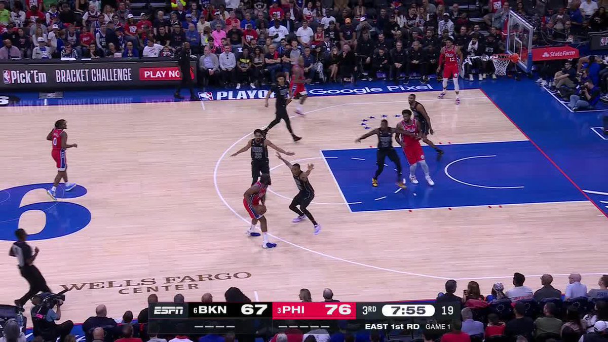 Joel Embiid got hit in the face on this attempted dunk. It was ruled a common foul.