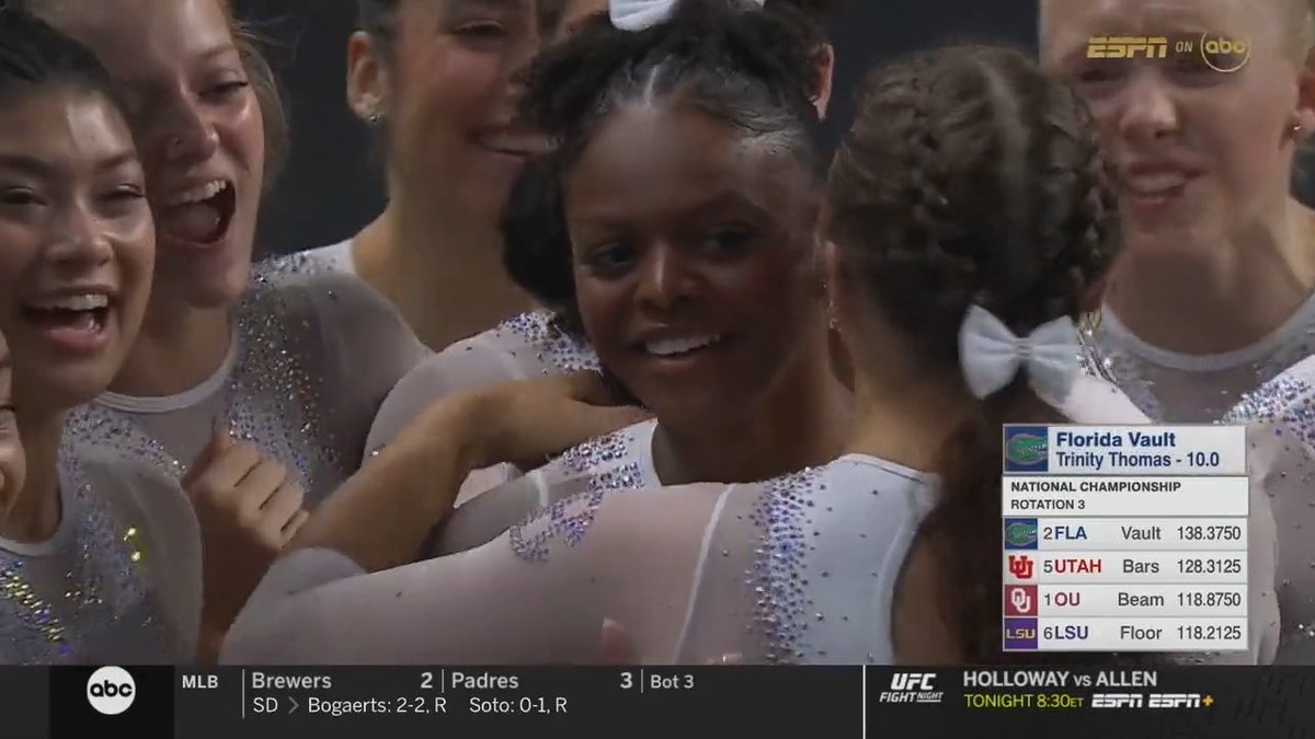 PERFECT 10. Trinity Thomas's last career vault, is perfect. 📺 #GoGators | #WeChomp