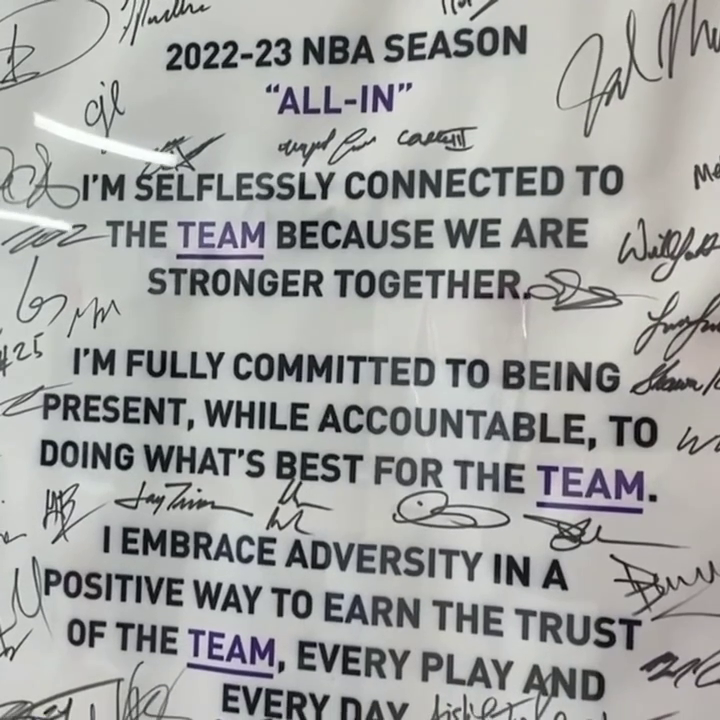A copy of the all-in contract hangs in the practice facility, another in the coaches’ offices and a third in the locker room 👏 (via Malika Andrews)
