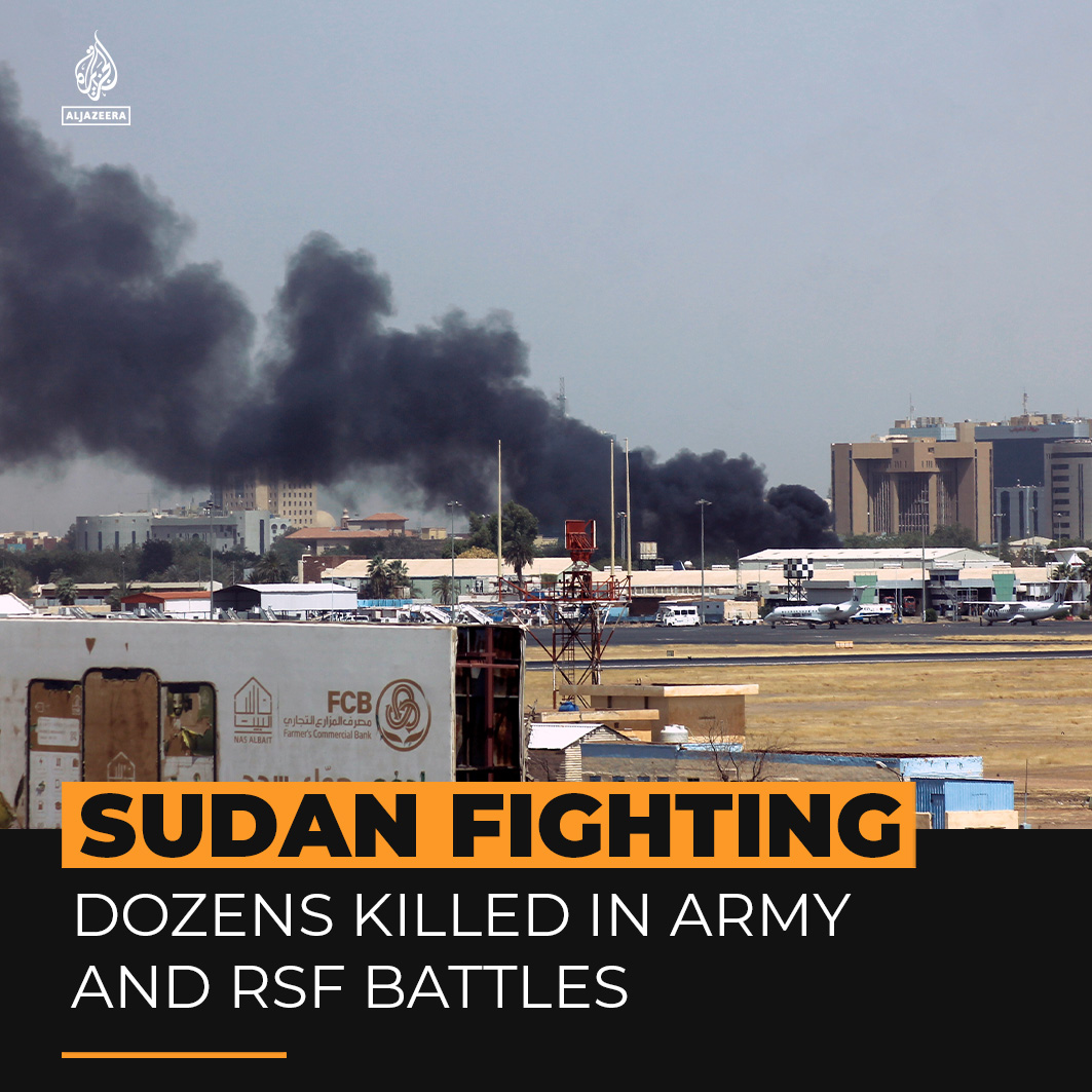 Fighting rages for a second day in Sudan between the army and a rival paramilitary force, the RSF. Al Jazeera’s Hiba Morgan is in Khartoum and says dozens of people have been killed ⤵️ 🔴 LIVE updates: