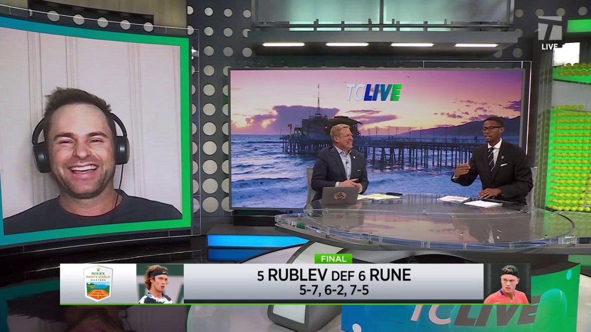 .andyroddick and Christopher Eubanks absolutely love the refreshing honesty of Andrey Rublev 😄 Brett Haber | #TCLive