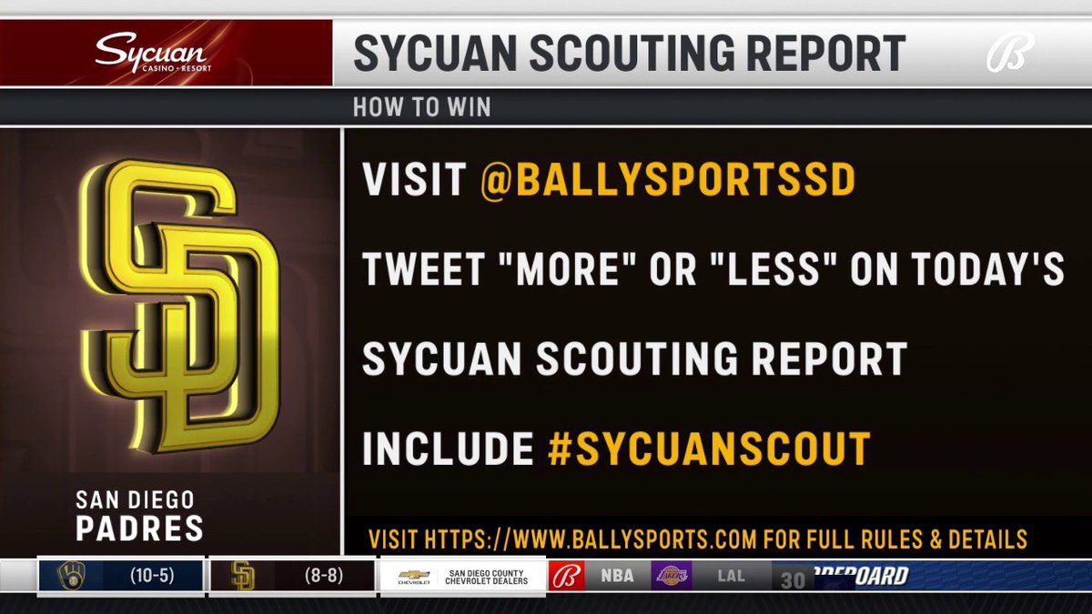 Will the Padres have 4 or MORE 2-out hits? Reply MORE or LESS and use #SycuanScout to enter the sweepstakes! Full rules and details⬇️