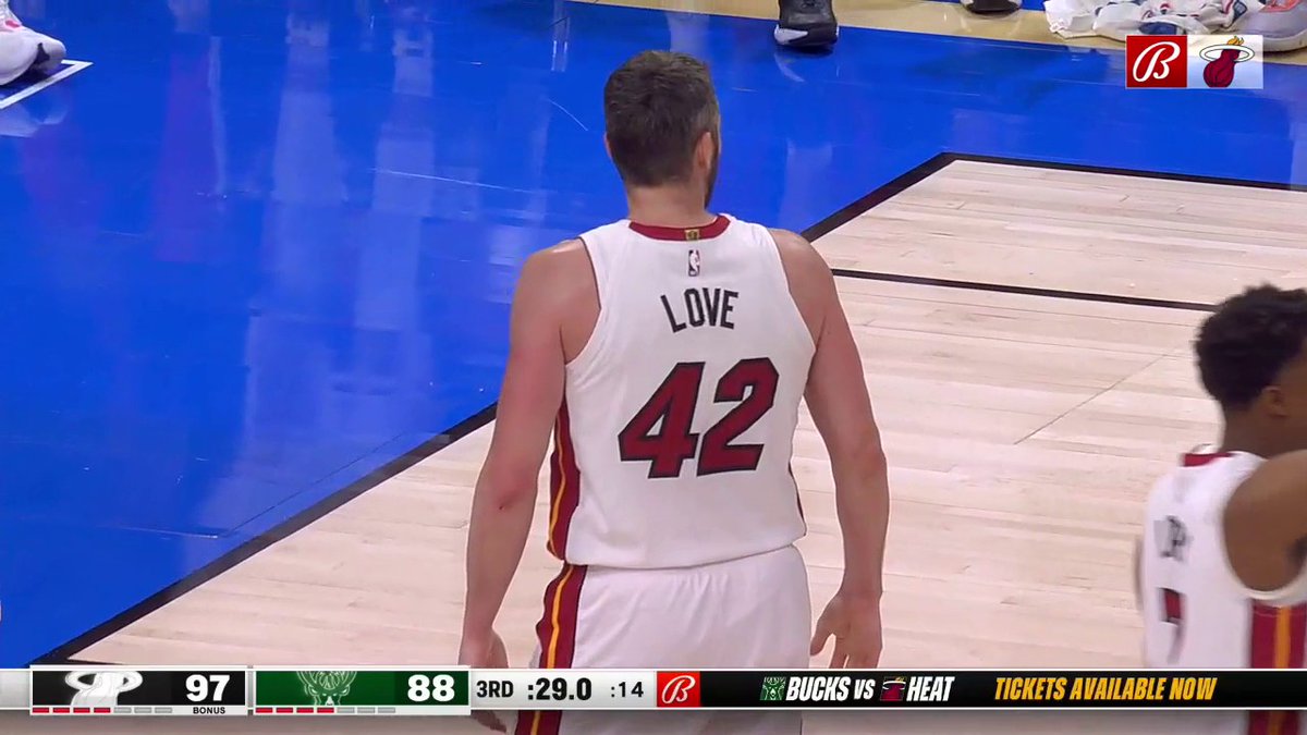 Kevin Love hits a 3 ⏩ Kevin Love draws an offensive foul Love's been *everywhere* for Miami tonight Miami HEAT | #HEATCulture
