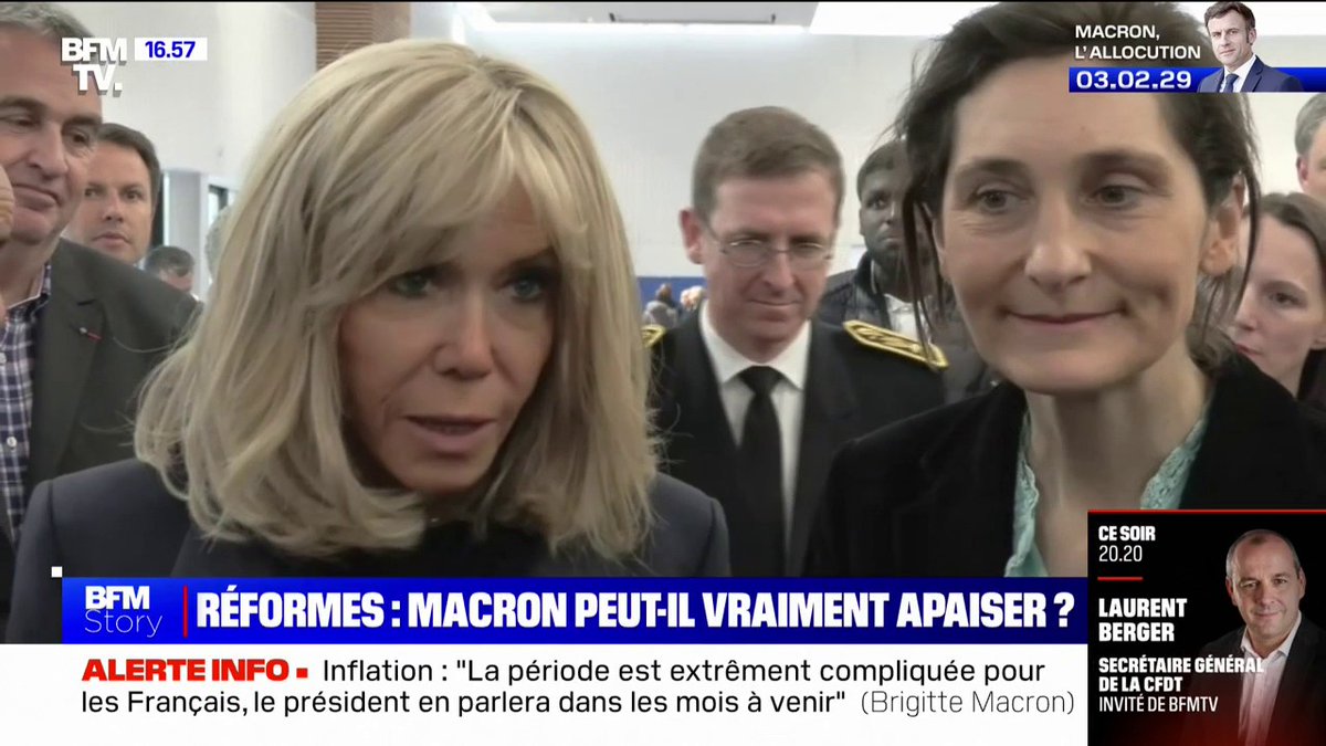 💬 "Le président n'est pas isolé" ➡ Brigitte Macron s'est exprimée avant l'allocution d'Emmanuel Macron. La Première dame reconnaît une "période compliquée pour les Français", liée "au pouvoir d'achat"