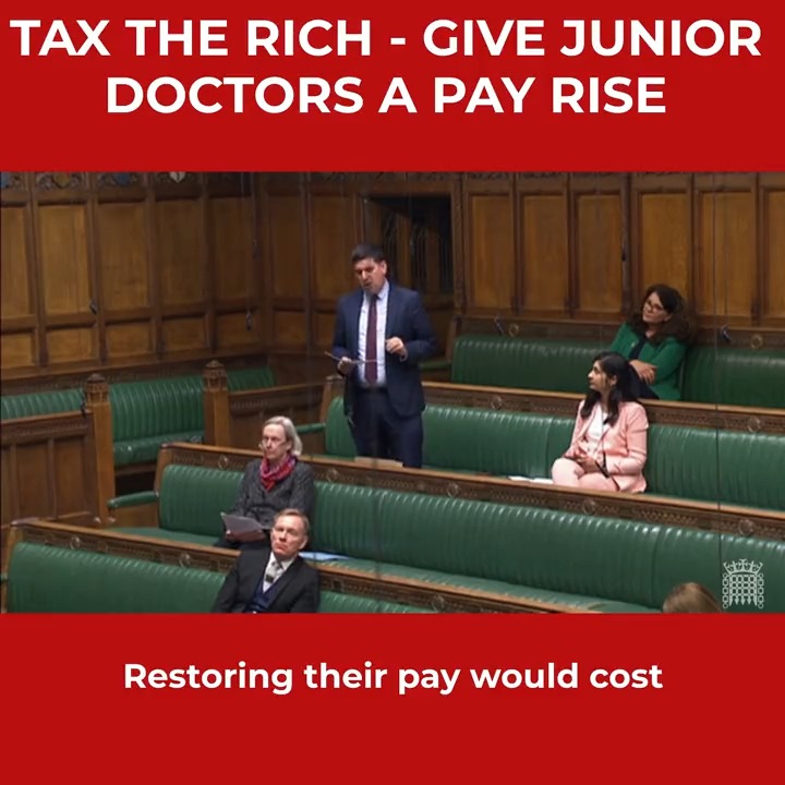 I just told the Health Secretary that restoring the pay of Junior Doctors is totally affordable. Restoring their pay would cost around £1 billion per year. That's less than half the cost of the giveaway handed to the super-rich through the non-dom tax avoidance scheme.