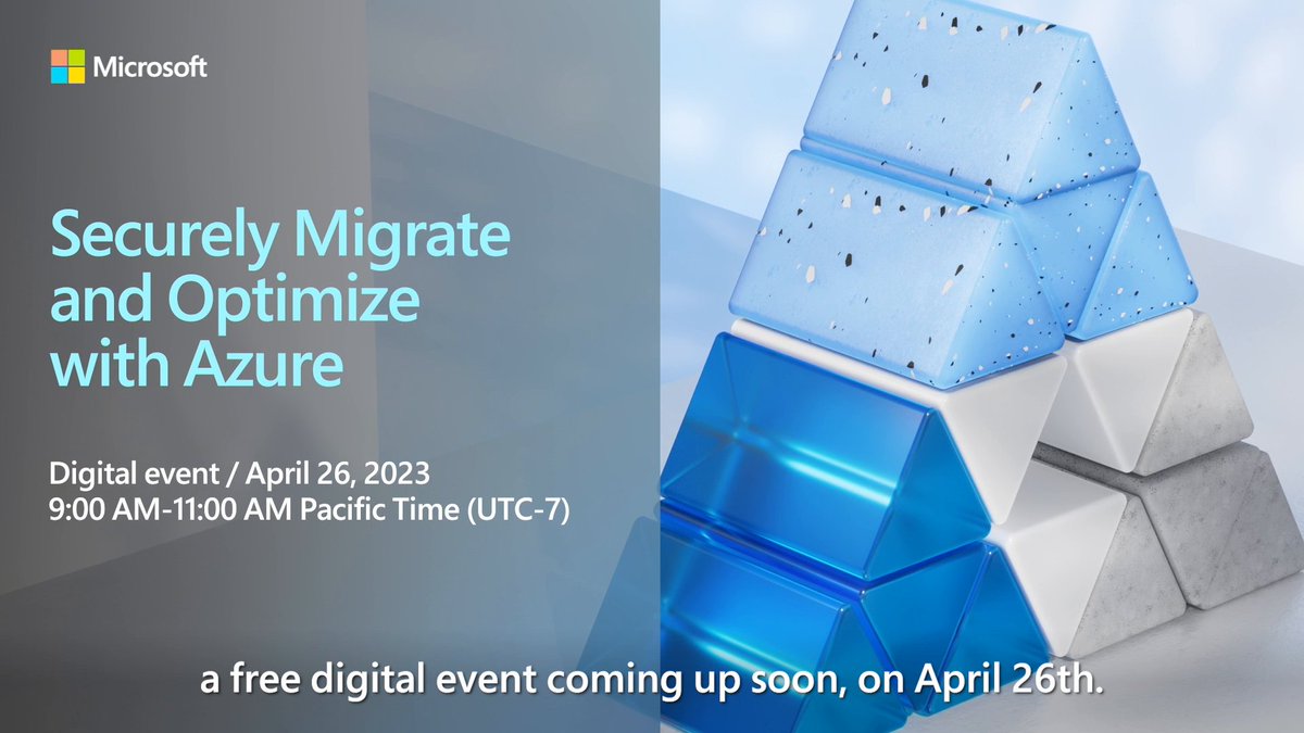 Register now to learn ways to migrate and optimize your Windows Server and SQL Server workloads from Cyril Belikoff, GM of Azure and Industry Marketing: #AzureMigration