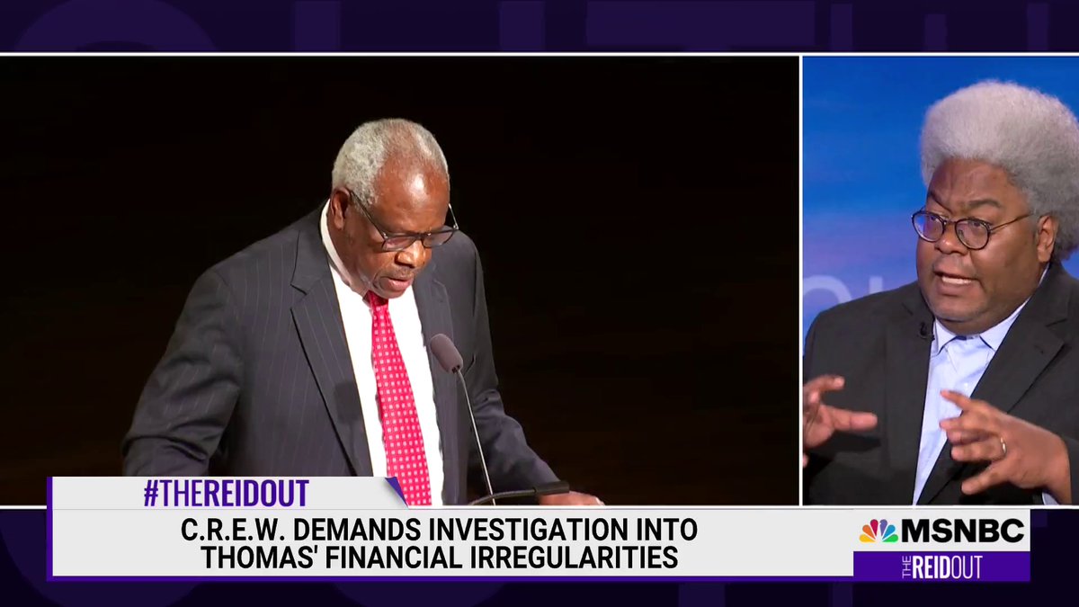 .Elie Mystal on Clarence Thomas: "He is basically right now saying he is a Supreme Court justice who is able to tell for certain what you can do with your body... whether Thomas Jefferson wanted you to have an AR-15, but he can't fill out a... financial disclosure form?" #TheReidOut