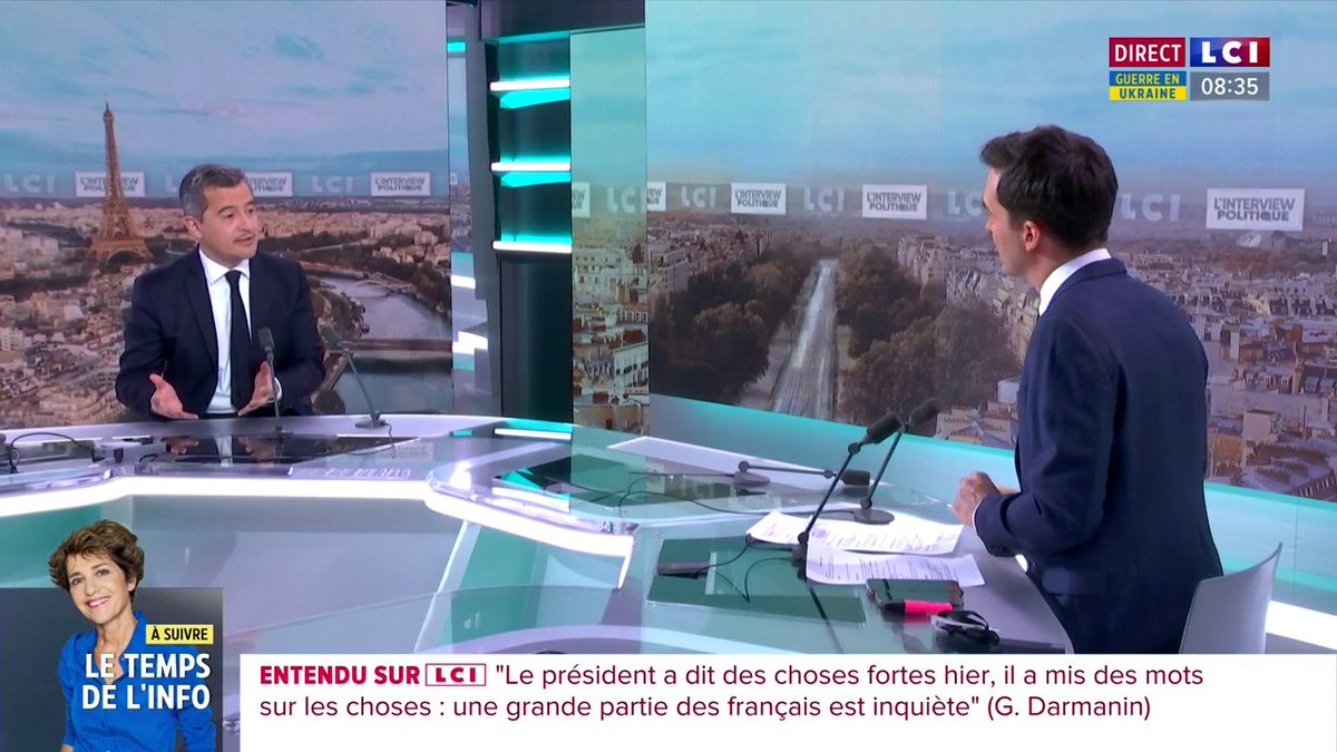 🔴🗣️"Ce qui est inquiétant avec l'augmentation des prix, ce n'est pas tellement que ces prix augmentent [...] C'est que les salaires n'augmentent pas. Il est temps de dire aux forces du capital d'augmenter les salaires": Gérald DARMANIN à Adrien Gindre. 📺#LesMatinsLCI sur #La26