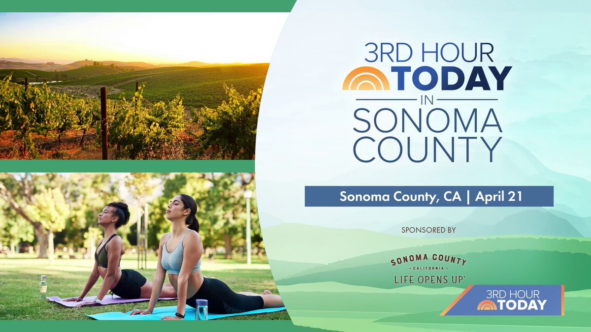 We’re counting down the days until we take the 3rd hour of TODAY on the road to Sonoma County! ✨