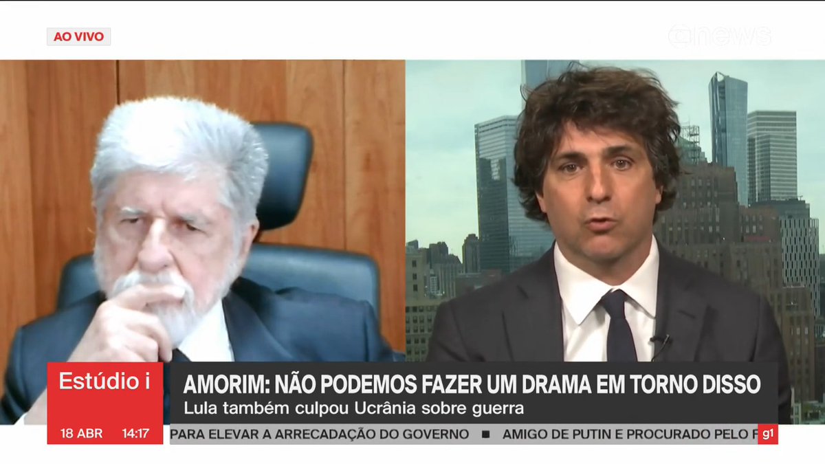"Estamos dispostos a conversar com todos", diz Celso Amorim a Guga Chacra sobre possibilidade de diálogo com a Ucrânia. ➡ Assista ao Estúdio i com Andréia Sadi 📺: #GloboNews