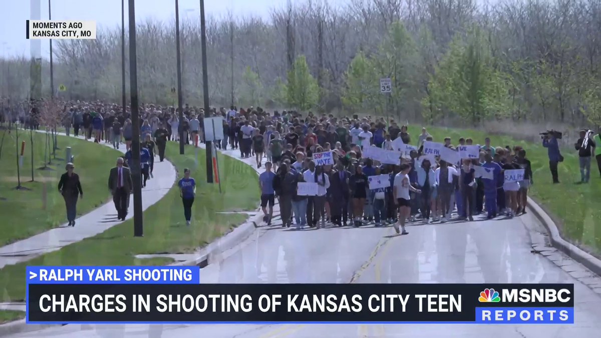WATCH: Students from Ralph Yarl’s high school walk out in support of their classmate, who was shot twice in Kansas City after he rang the wrong doorbell while trying to pick up his younger siblings.