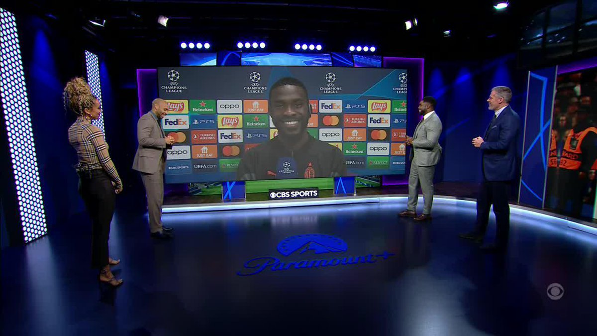 "When I was growing up I was a big fan. He was my idol. And as a pundit he's really funny!" Fikayo Tomori is just as excited to speak to Thierry Henry as reach the #UCL semi-finals. 🤣