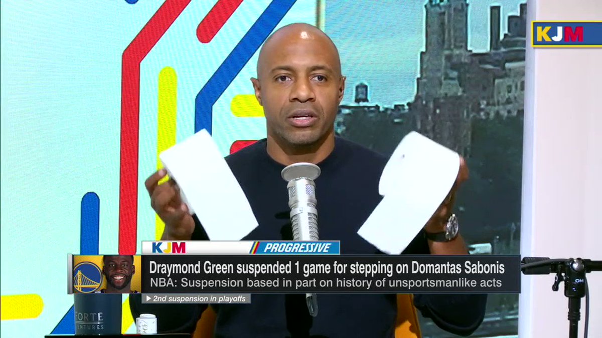 “SOFT!” Jay Williams hates Draymond Green getting suspended for 1 game. #KJM 🧻