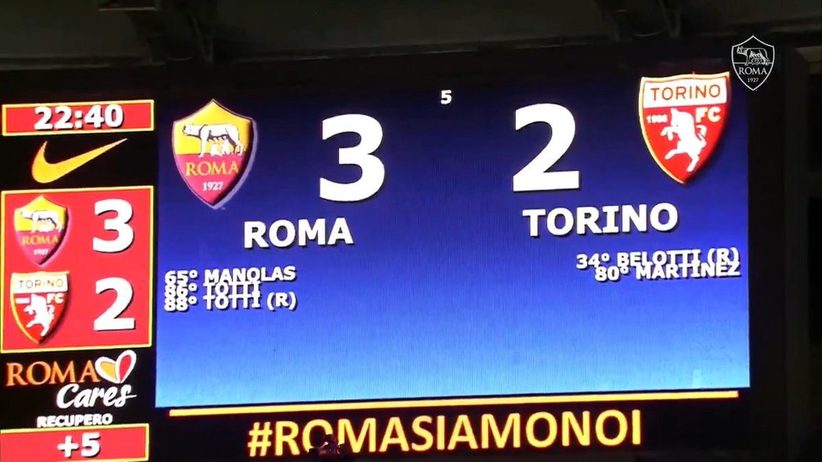 🔁 Francesco Totti 86’ ⚽️ Francesco Totti 87’ ⚽️ Francesco Totti 89’ An incredible five minutes from the king. 👑 Seven years ago today! 🔙 #ASRoma | #OnThisDay