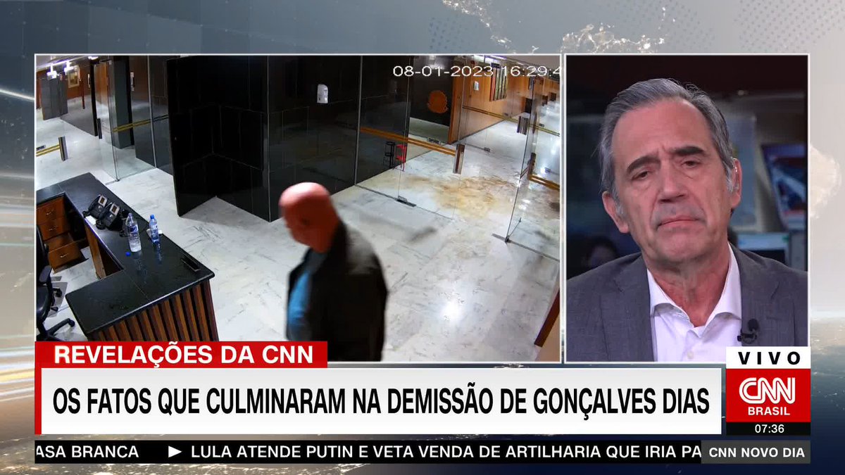 O comentarista da CNN Marco Antonio Villa analisou os vídeos revelados pela CNN sobre a atuação do GSI no dia 8 de janeiro. Villa condenou a ação dos militares e disse que os vídeos "mostram infiltração bolsonarista no Exército" #CNNNovoDia