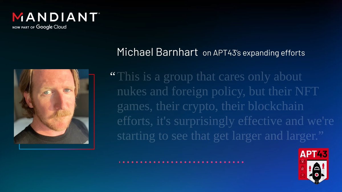 APT43 | Our DPRK expert Michael Barnhart speaks on this podcast about how the North Korean cyber actors focus their phishing efforts on crypto, NFTs, and blockchain. Listen now: