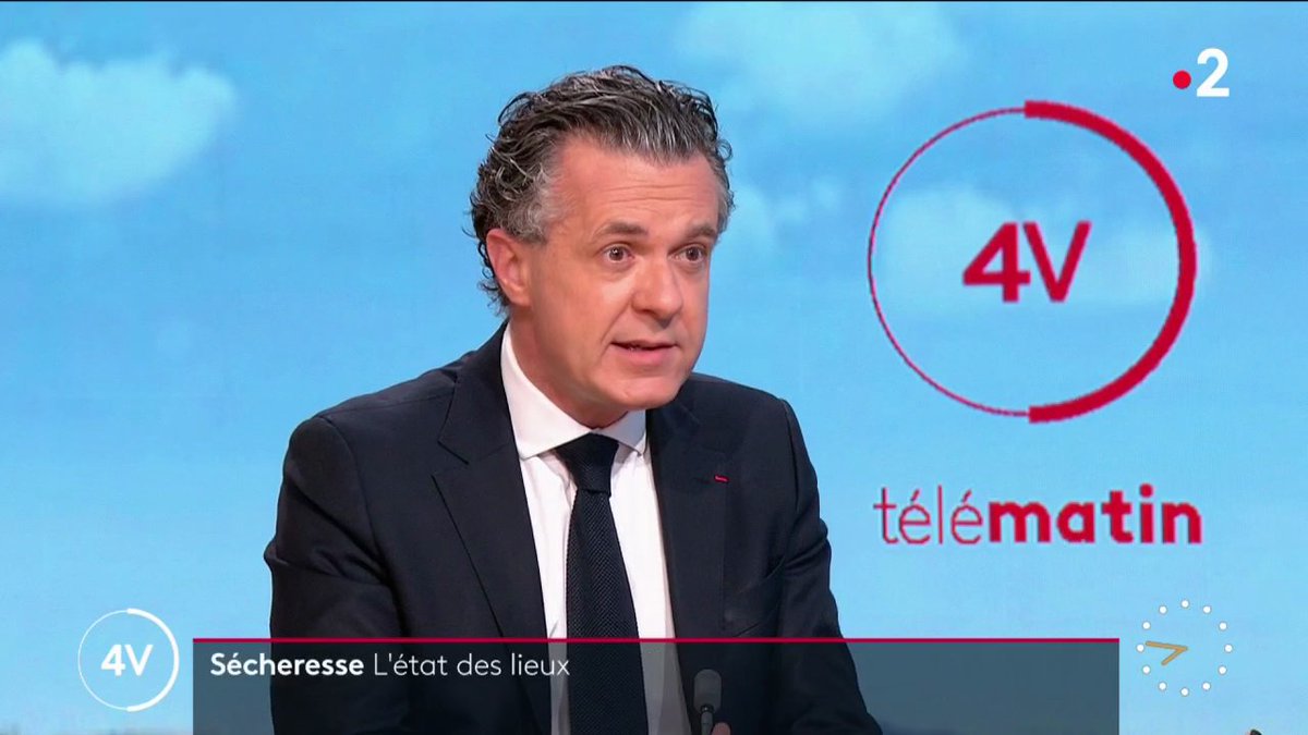🔴🗣 "Il faut arrêter de penser qu'on aura de l'eau pour toujours, tout le temps et pour tout le monde" Christophe Béchu, ministre de la Transition écologique. #Les4V Christophe Béchu #Sécheresse