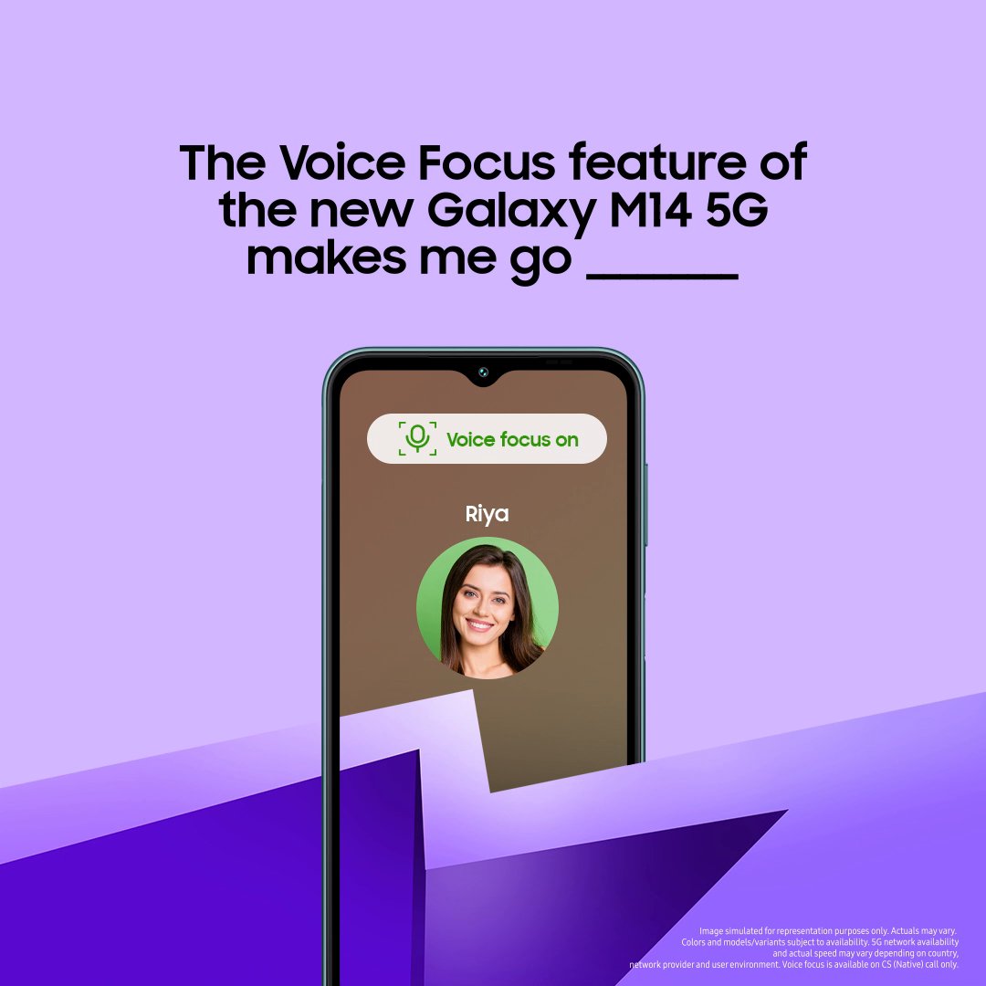 Voice Focus, the feature that lets you cancel out all background noise on the all-new #GalaxyM14 5G is best described through which option? Comment with the correct answer and stand a chance win* the #Monster5G. Get typing now. *T&C apply.