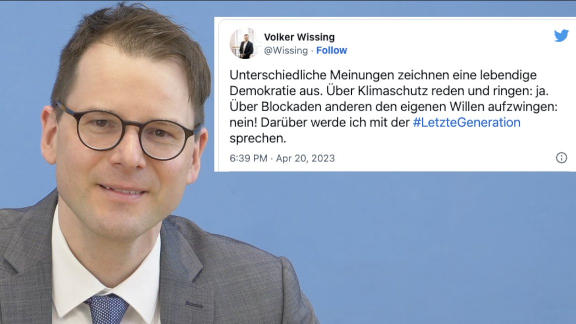 Wenn der Verkehrsminister Wissing mit der Letzten Generation über "Blockaden" reden will, über die man "anderen den eigenen Willen" aufzwingt, will er dann mit Letzte Generation über seine Blockadepolitik sprechen?