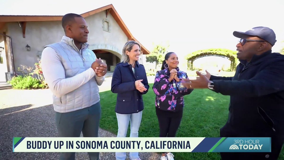 ⛰️ Al Roker, @sheinellejones, Craig Melvin, and @dylandreyernbc buddy up in Sonoma County, California, find calm in nature, make their own wine and get a view of the region. Sponsored by Sonoma County Tourism.