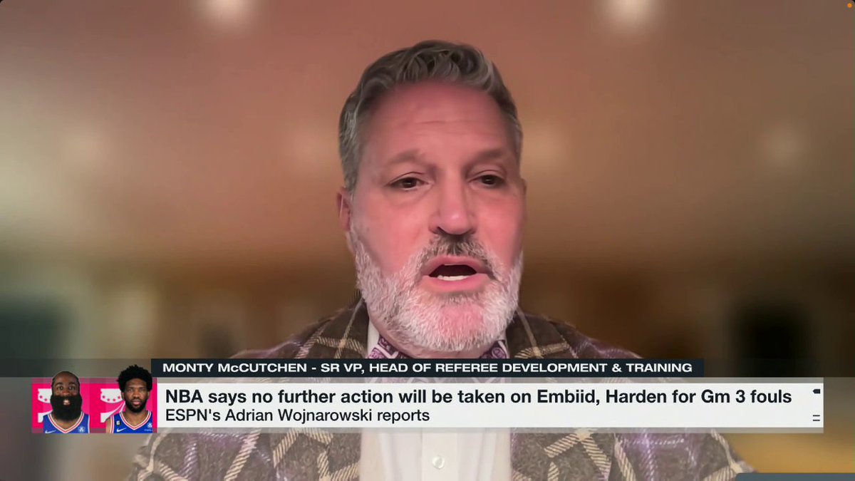 NBA Head of Referee Training and Development Monty McCutchen broke down the controversial fouls by the Sixers in Game 3 vs. the Nets. "Embiid's was to the back of the leg and Harden's was to the groin and there is the distinction."