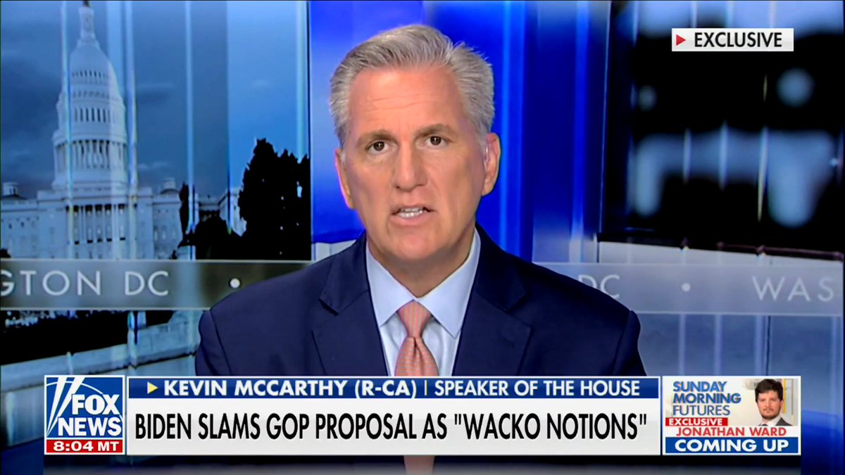 .Kevin McCarthy: “We’re the only ones in Washington that are actually putting a responsible plan out that will raise the debt limit.” Biden has refused to negotiate for 80 days on things even Democrats say they support!