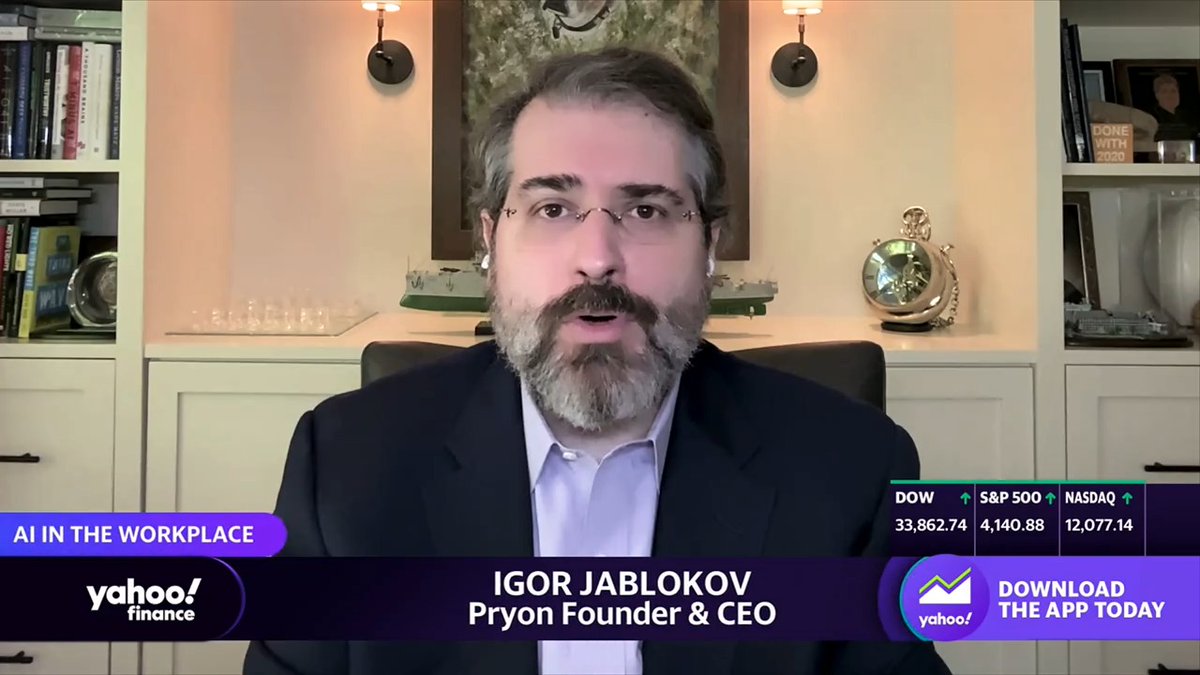 “There's not any strata of job that this isn't going to be affecting in corporate America,” Pryon CEO Igor Jablokov says on AI adoption. Full interview: