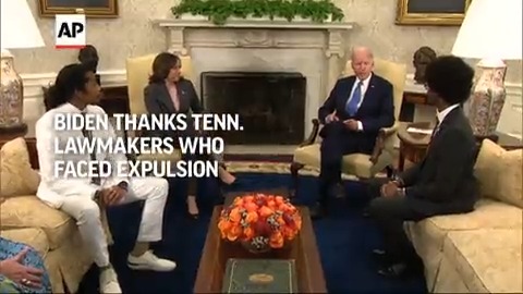 President Joe Biden on Monday welcomed to the White House Rep. Justin Pearson, Rep. Justin Jones and Rep. Gloria Johnson, the three Tennessee lawmakers who faced expulsion for participating in gun control protests at their statehouse.