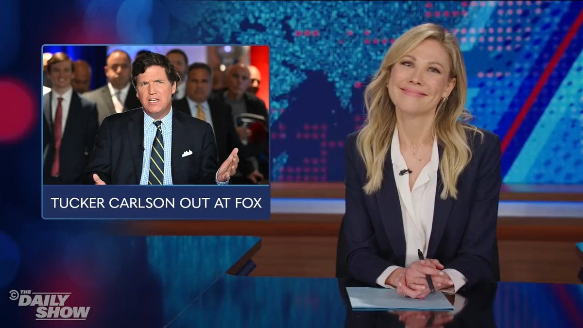 You know that stupid look always on Tucker's face? Today he actually had a good reason for it. Desi Lydic